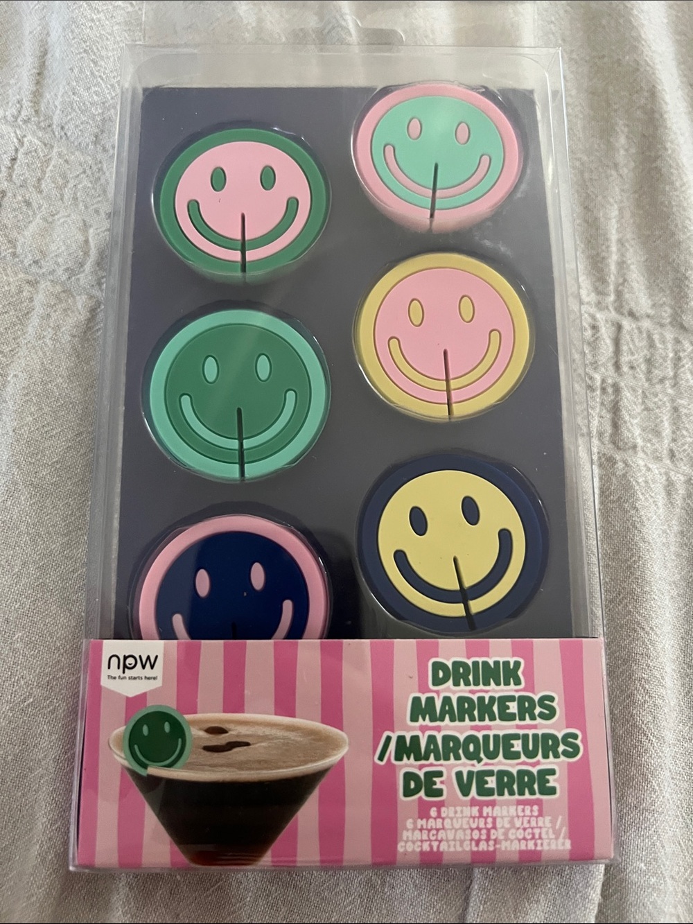 NPW Smiley Drink Markers - Pastel & Navy Set